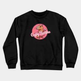 Cute capybara in pink dress Crewneck Sweatshirt